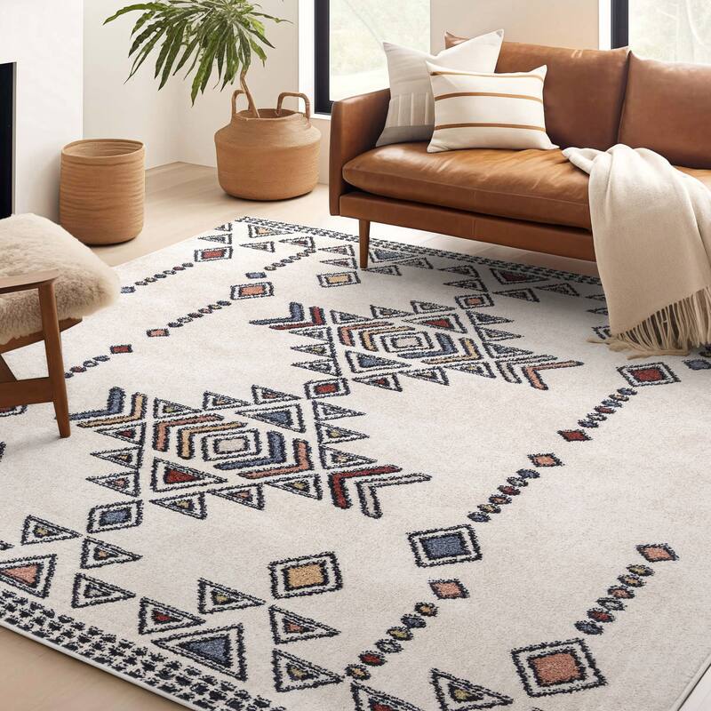 Well Woven Malaga Huron Bohemian Tribal High Low Area Rug