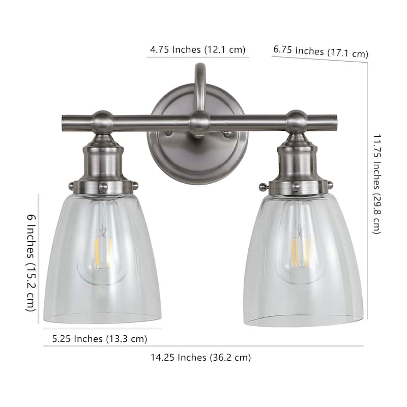 SAFAVIEH Lighting Khuyen 2-Light Led Bathroom Sconce - 14.3"x6.8"x11.8" - Black/White - 14Wx7Dx12H