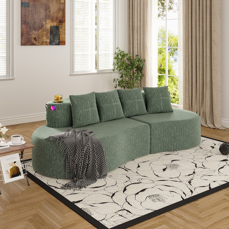 Modern Curved Sectional 3 Seat Minimalist Elegant Half Moon Sofa Compressed Modular Sectional Sofa for Living Room, Office - Green