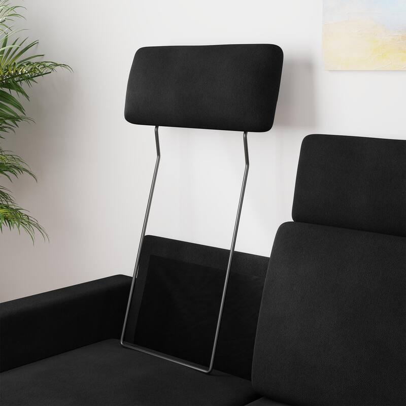 Futzca Modern L-shaped Convertible Sectional Sofa w/ Reversible Chaise - Headrest*Black