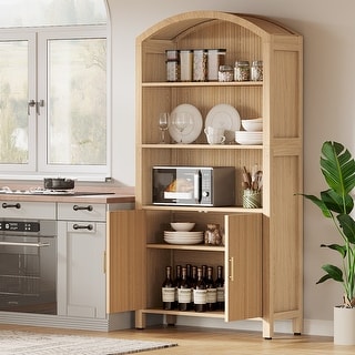 Mid-Century Modern 5-Tier Kitchen Pantry Storage Cabinet with Doors ...