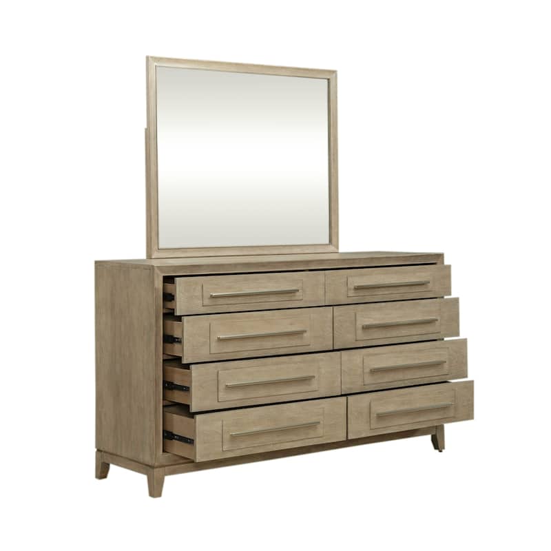 Liberty Furniture Brentwood Upholstered Bed Set with Dresser & Mirror, Chest - King or Queen