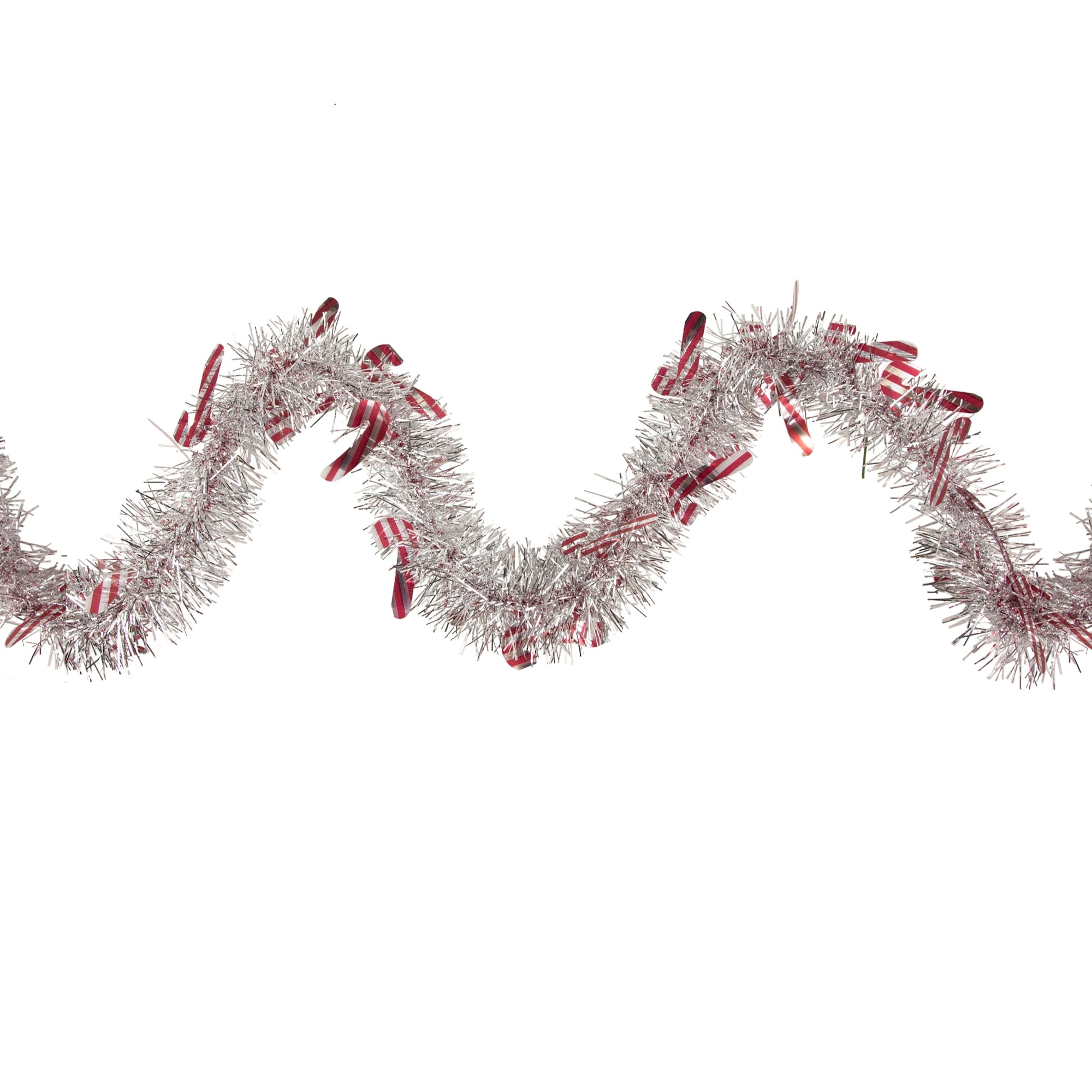 50' x 3" Silver Christmas Candy Cane Wrapped Tinsel Garland - Unlit