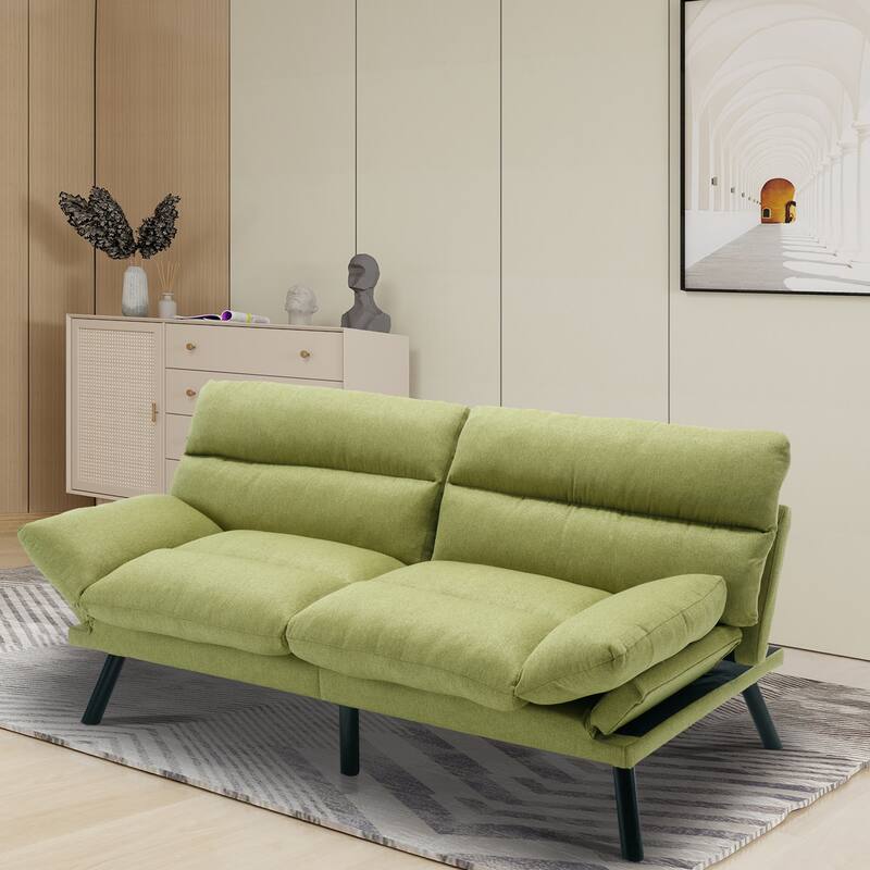 70.08" 2-Seater Sofa Bed, Linen, Microsuede, Teddy