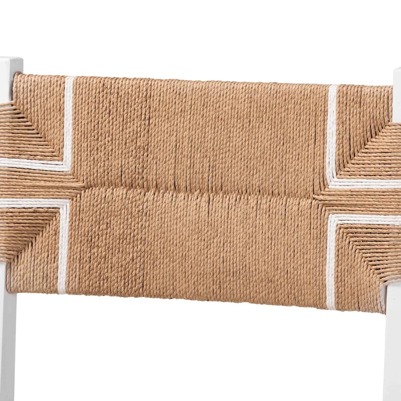 Talli Bohemian Paper Loom and White Mahogany Wood 2-Piece Bar Stool Set