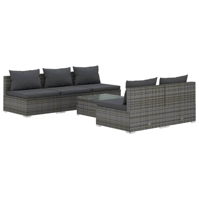 vidaXL Patio Lounge Set Outdoor Sectional Sofa Set Table Garden Poly Rattan