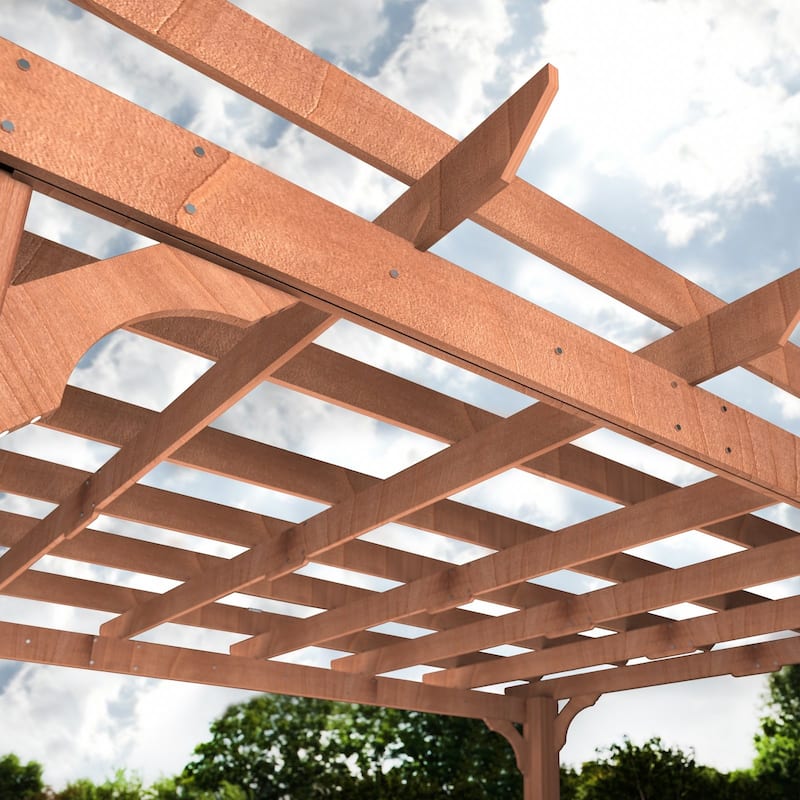 VEIKOUS Outdoor Cedar Wood Pergola Gazebo Kit with Flat Roof Trellis for Patio, Deck, Garden and Backyard