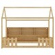 preview thumbnail 15 of 14, Twin Size Wood House Bed with LED Light, Storage Bookshelf and Guardrails