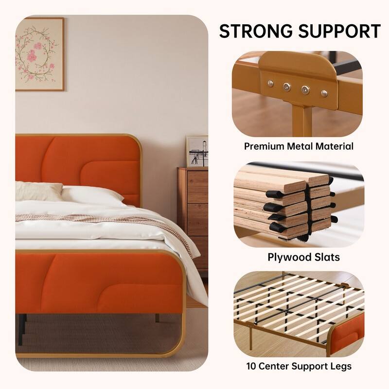 Modern Velvet Platform Bed