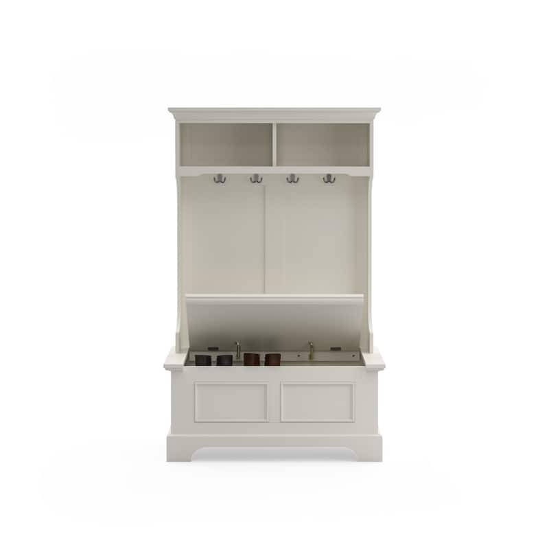 Homestyles Naples Off-White Wood Hall Tree - 40" x 19" x 64"