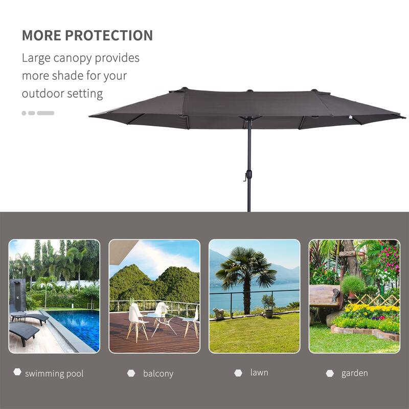 Outsunny 15-foot Steel Rectangular Double Sided Market Umbrella