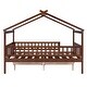 preview thumbnail 49 of 56, Full Size Wooden House Bed with Drawers, Creative Kids Bed Frame with Roof Design