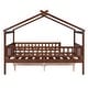 preview thumbnail 6 of 13, Walnut Full Size Wooden House Bed with Two Drawers and Fence