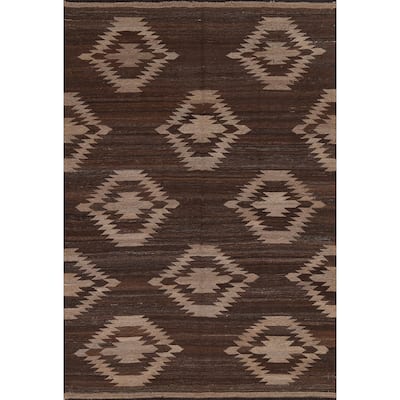 Natural Dye Geometric Tribal Oriental Kilim Area Rug Wool Hand-woven - 4'11" x 6'9"