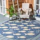 SAFAVIEH Courtyard Illa Indoor/ Outdoor Waterproof Patio Backyard Rug - 7'1 x 7'1 Round - Blue/Beige