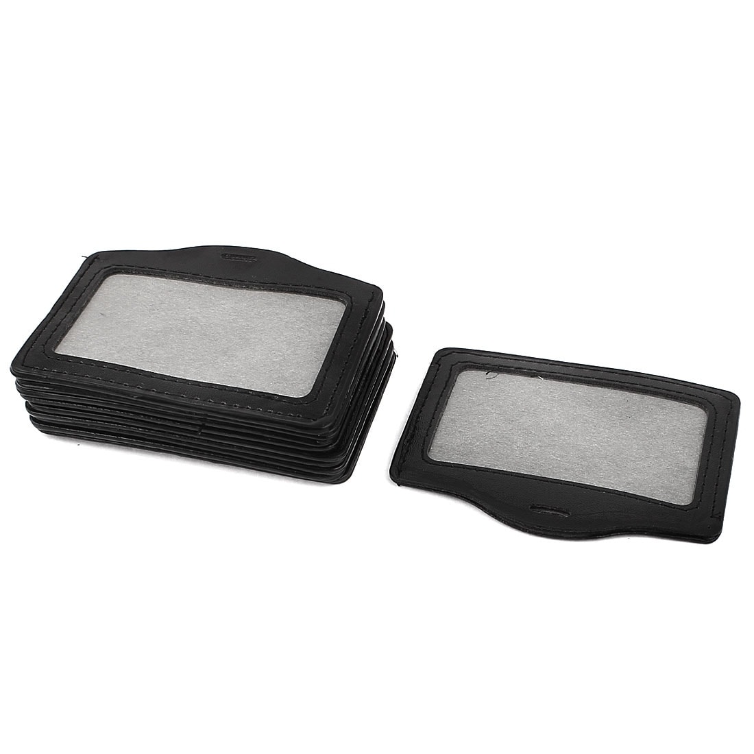 10Pcs Business ID Card Badge Holder Genuine leather Horizontal or Vertical Black