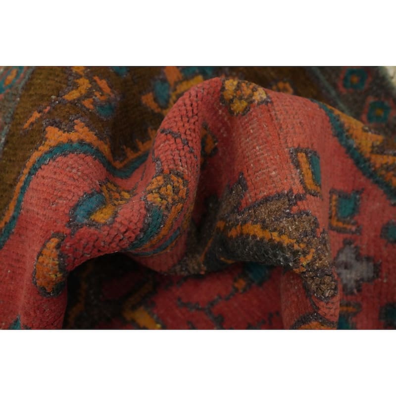 Hand Knotted Oriental 100% Wool Carpet Traditional Medallion Oranges & Rust Tabriz Area Rug - 4' 9'' X 3' 0''