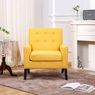 Button Tufted Upholstered Accent Chairs for Livingroom Resilient Sponge Cushions Sofa Reading Arm Chairs