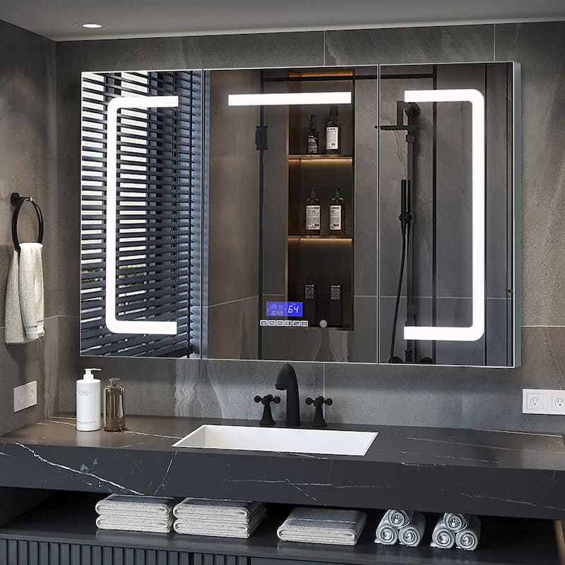 Lesina 48 in. Surface-Mount LED Mirror Medicine Cabinet with Defogger