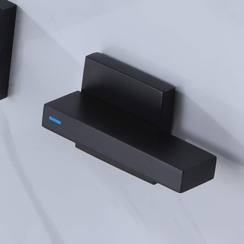 Double Handle Waterfall Wall Mounted Bathroom Faucet in Matte Black