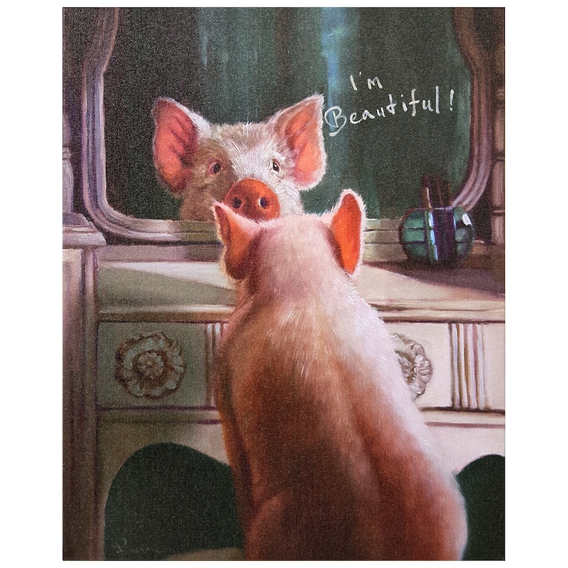 "Affirmation III" Pig Wall Art Graphic Art Print on Wrapped Canvas