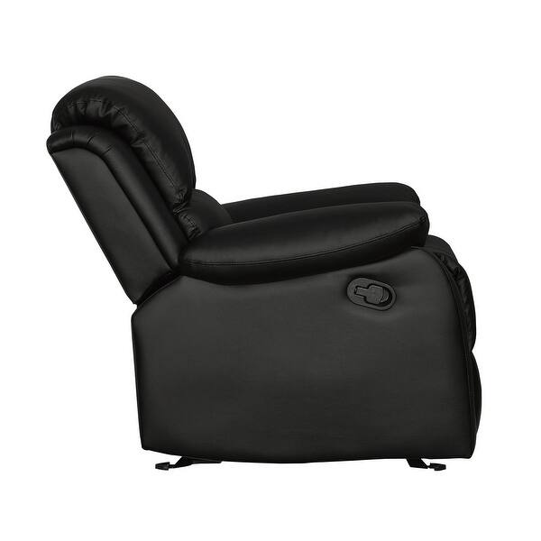 Clark 37 Inch Manual Glider Recliner Chair, Black Faux Leather 