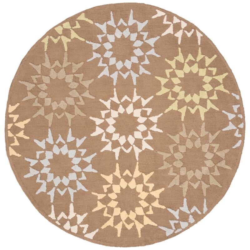 Martha Stewart by SAFAVIEH Quilt Cotton Rug - 4' Round - Pebble/Grey