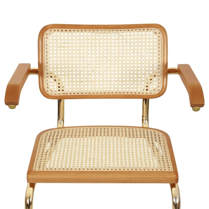 Breuer Chair Company Marcel Breuer Cesca Cane Cantilever Armchair Arm Chair w/ Brass Steel Frame (Various Wood & Cane Colors)