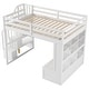 preview thumbnail 24 of 23, Full Size Loft Bed with 2 Drawers & Storage Staircase, Solid Wood Loft Bed Frame with Desk, Shelves, Full Length Guardrail