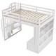 preview thumbnail 13 of 12, Multifunctional Design Loft Bed with Desk , Two Built-in Drawers, Storage Staircase and Shelves, Full Size, White