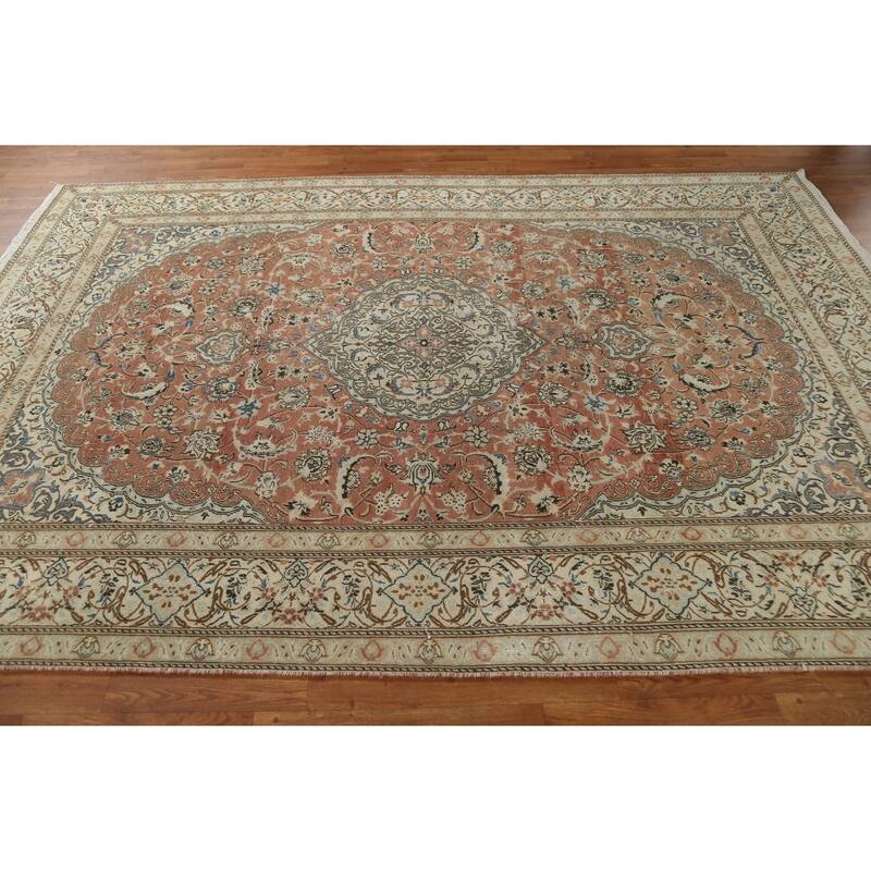 Traditional Floral Nain Persian Home Decor Area Rug Wool Handknotted