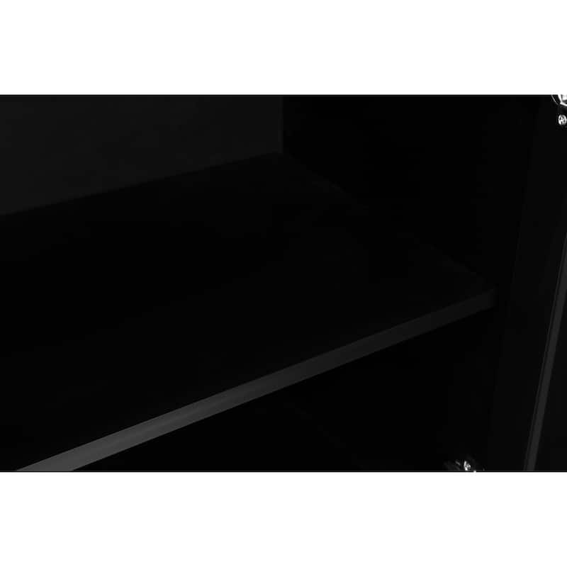 GDFStudio - Heritage Stripe Vintage Wooden Buffet Storage Cabinet with 4 Doors