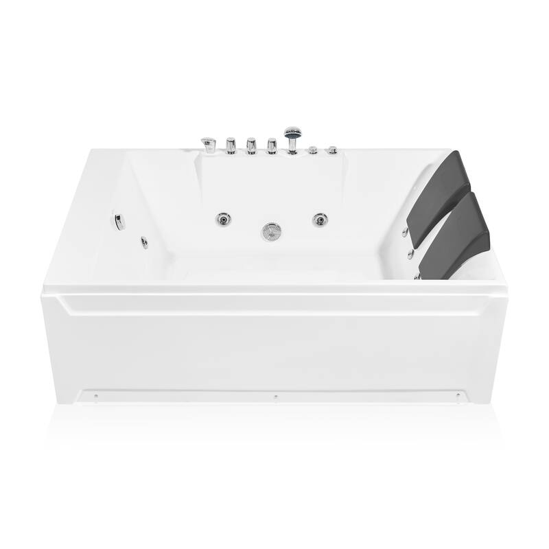 Empava 72" Whirlpool Bathtub 2 Person Water Jets Alcove Soaking Tub