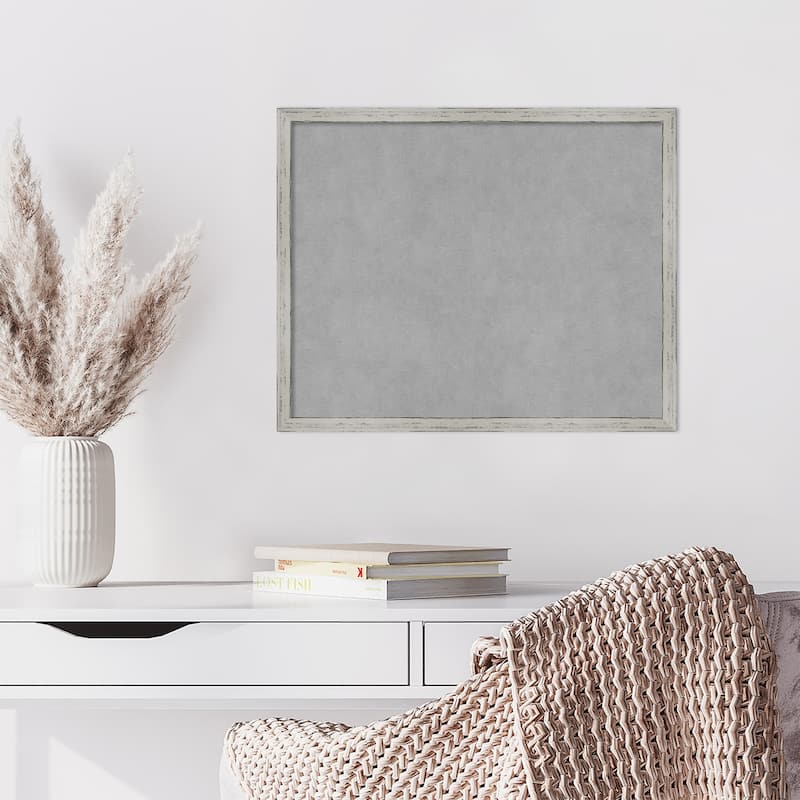 Amanti Art Shiplap White Narrow Framed Magnetic Board