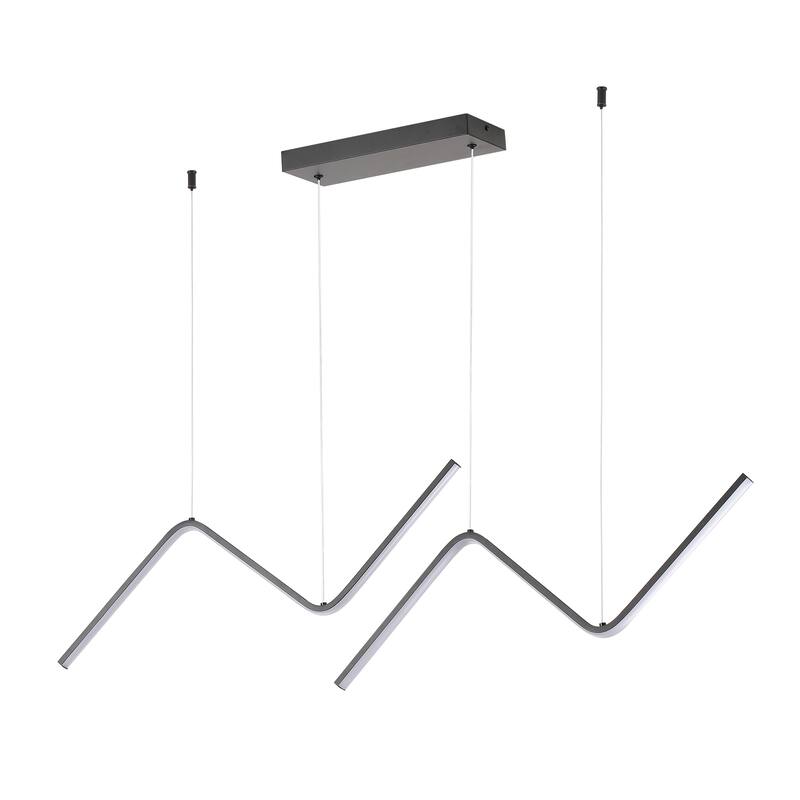 Modern Black Wave LED Linear Alloy Minimalist Pendant Light, Modern Dining Room Style