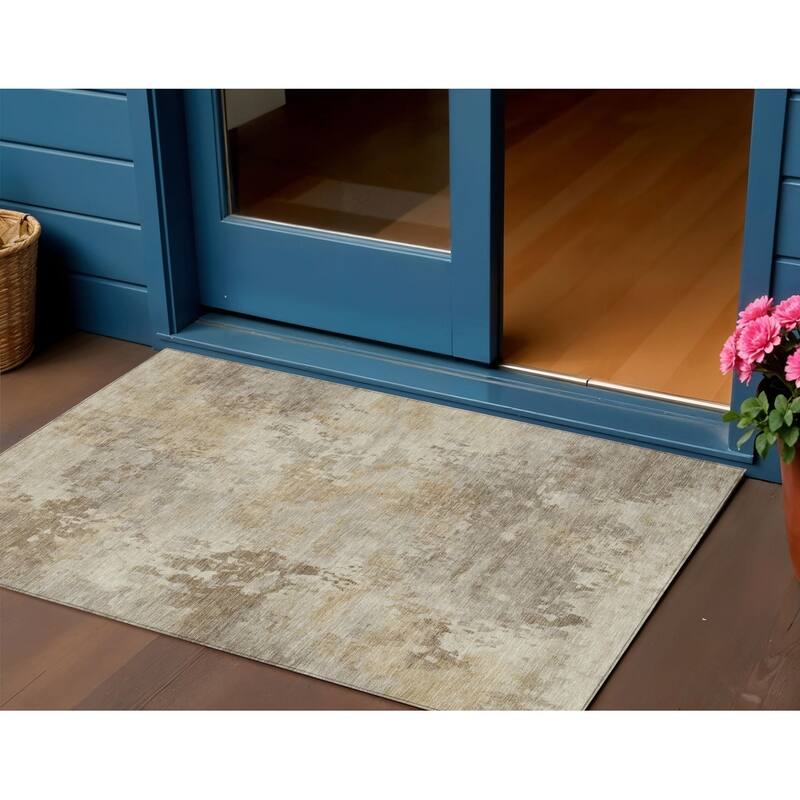 HomeRoots Abstract Transitional Rectangle Outdoor Rug - 3' x 5'