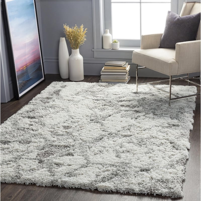 Livabliss Alta Shag Transitional Abstract Area Rug - Light Grey - 2' x 2' 11"