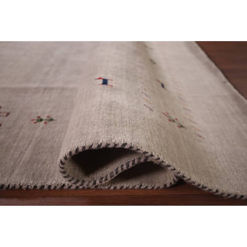 Little Animals Design Gabbeh Indian Area Rug Hand-Knotted Wool Carpet - 6'7"x 9'7"