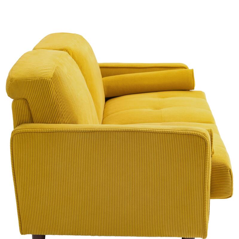 Corduroy 61.9" Loveseat Sofa Square Armrests