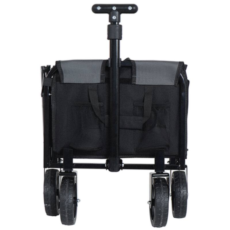 All-In-One Convertible Folding Camping Wagon Cart: Bench Seat, Storage Compartment & Included Dog Tether