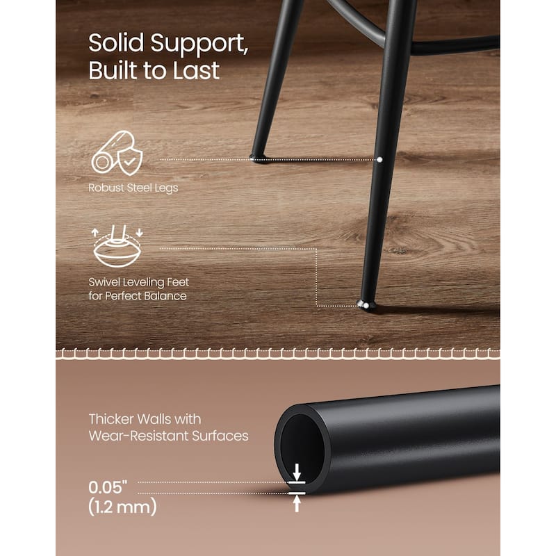360 Swivel Bar Stools with Backrest and Steel Legs Footrest Perfect for Dining Room Set of 2