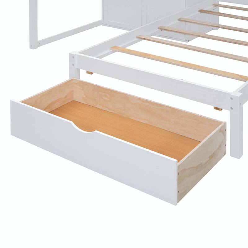 Full Over Twin Bunk Bed with Wardrobe and Drawers