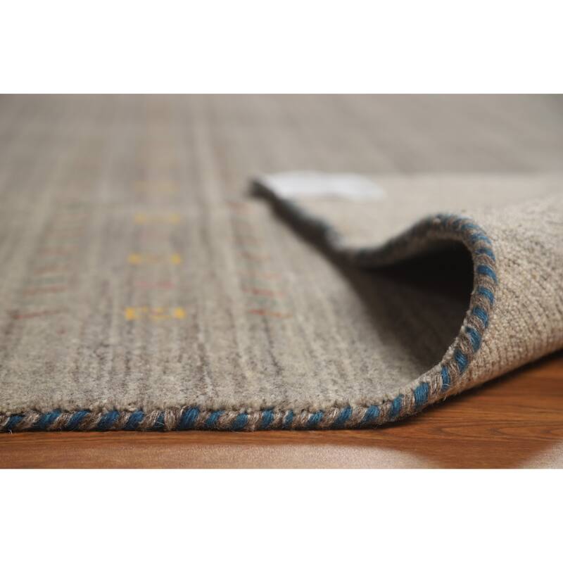 Hand Knotted Oriental 100% Wool Carpet Tribal Animal Pictorial Greys & Charcoal Gabbeh Area Rug - 9' 9'' X 7' 11''