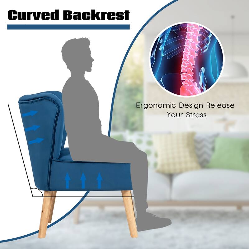 Costway Leisure Chair and Ottoman Thick Padded Velvet Tufted Sofa Set