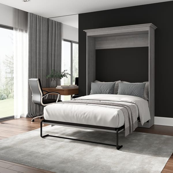 slide 2 of 23, Versatile 64W Full Murphy Bed by Bestar Platinum Gray