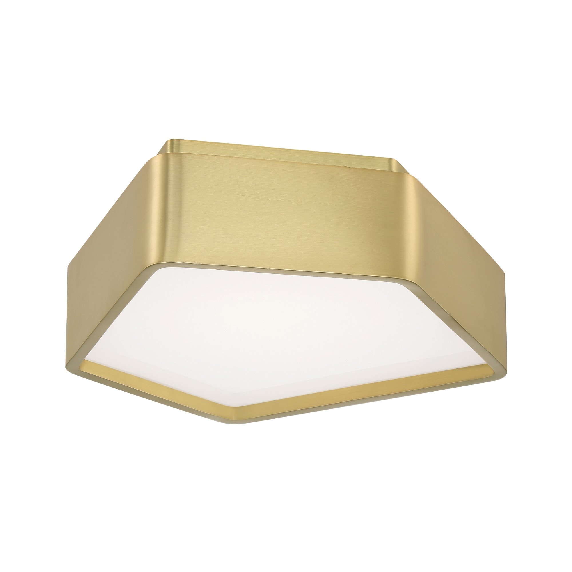 LED Lighted Geometric Flush Mount Ceiling Light Fixture - 14.25" - Satin Brass