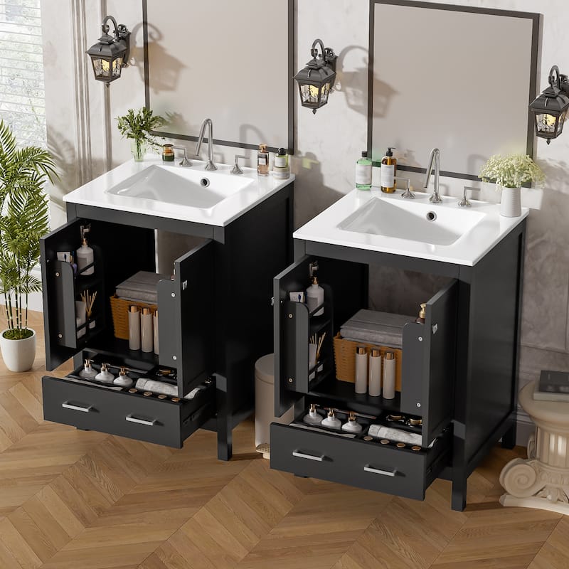 Roomfitters Modern 48" Bathroom Vanity with Undermount Sink, Storage Cabinet, Soft-Close Doors and Divided Drawer