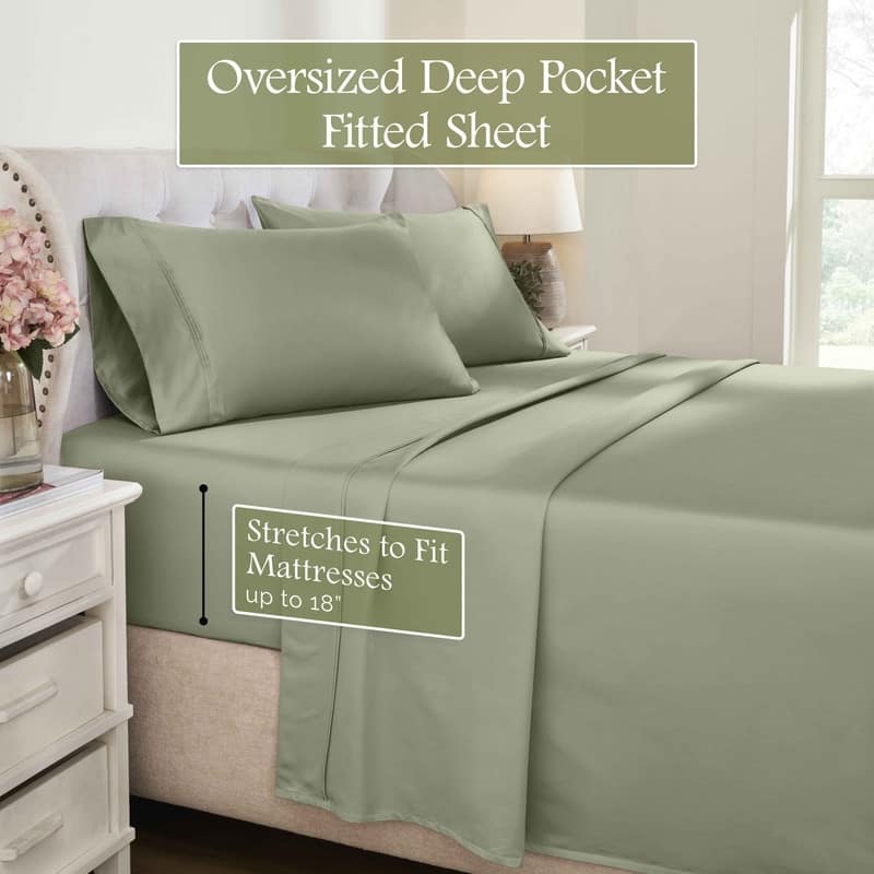 Blue Nile Mills 1200 Thread Count Egyptian Cotton Embroidered Deep Pocket Sheet Set