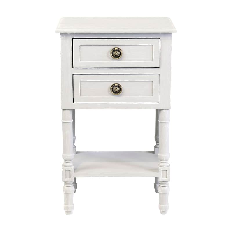 Rustic Solid Wood Side Table With Drawers And Shelf by East at Main