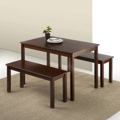 Juliet 45" Wood Dining Table with 2 Benches, 3 Piece Dining Set, Espresso